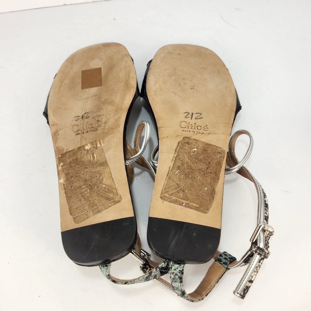 Chloe Women's Elegant Strappy Black/Animal Print Comfy Flat Sandals Size 35 (5) - Picture 6 of 6